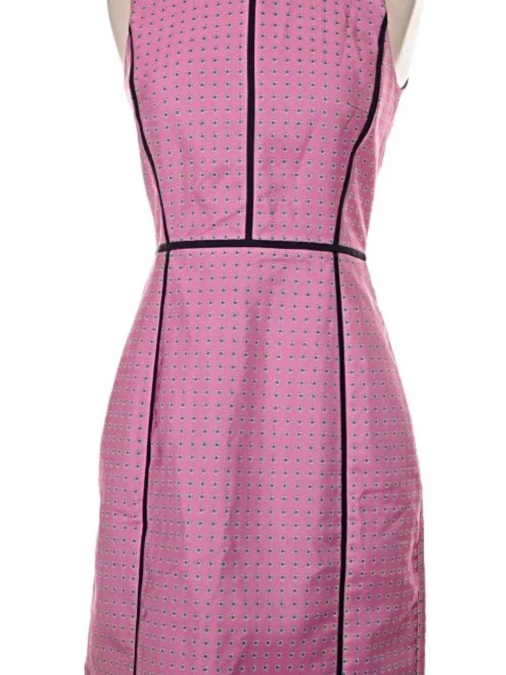 J Crew Pink Sleeveless Sheath Dress with Black Piping